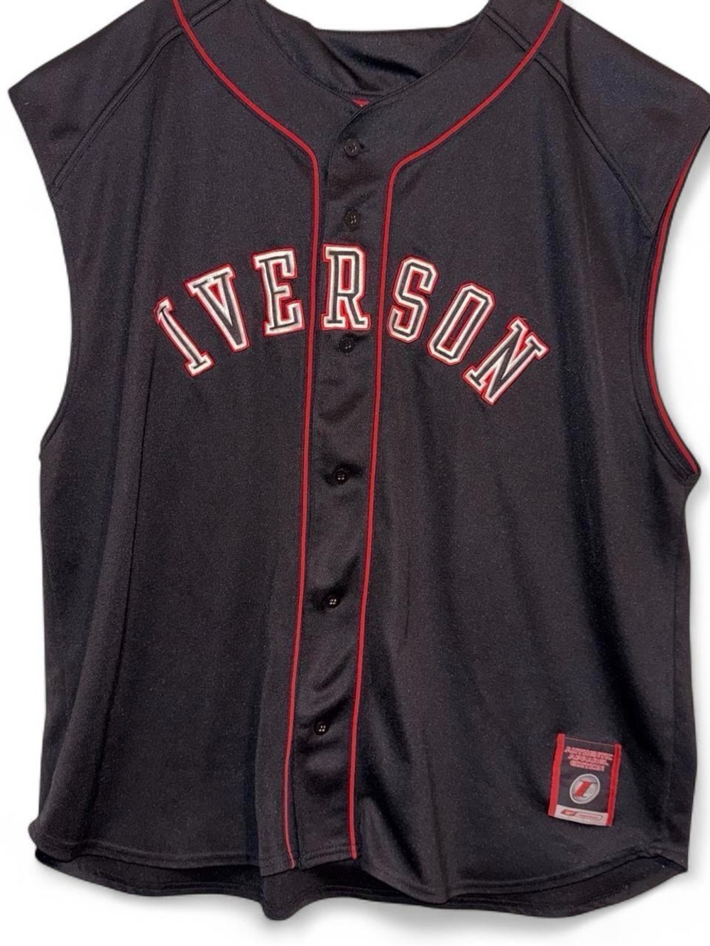 Reebok Black Sleeveless Jersey with Red Trim - Iverson